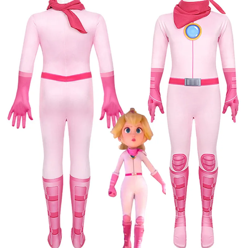 

Princess Peach Cosplay Adult Kids Jumpsuit Costume Bodysuit Princess Roleplay Disguise Outfits Women Halloween Carnival Party