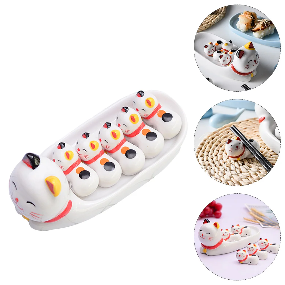 

Chopstick Rest Holder Stand Cat Ceramic Chopsticks Fork Rests Table Spoon Chinese Decorative Cute Rack Porcelain Tableware Pen