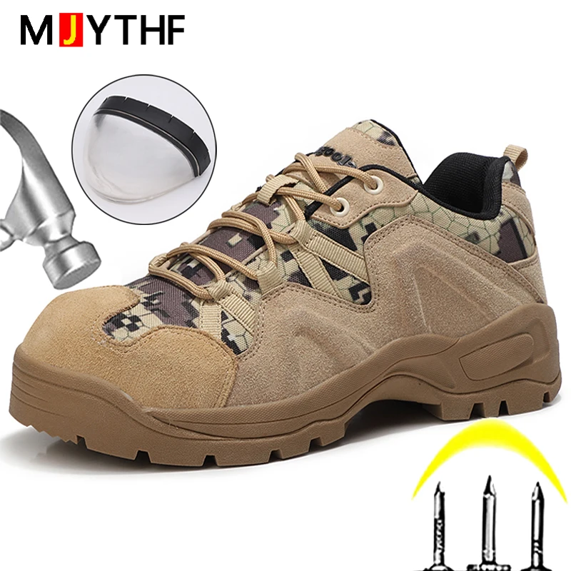 

Camouflage Military Boots Work Safety Shoes Male Indestructible Puncture-Proof work Shoes Desert Tactical Boots Hiking Shoes