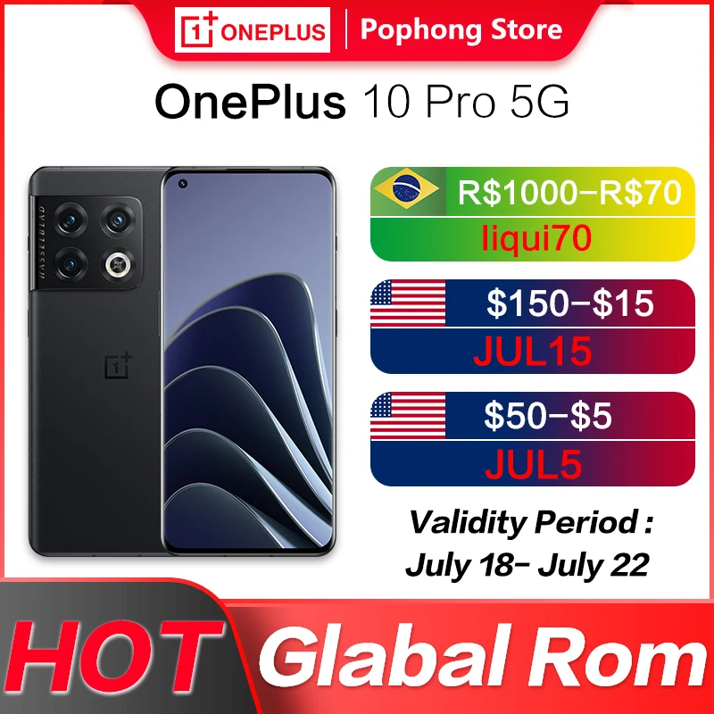 Global Firmware OnePlus 10 Pro 5G Mobile Phone 6.7'' 120Hz AMOLED Snapdagon 8 Gen 1 Octa Core 48MP Triple Camera 80W Charge NFC