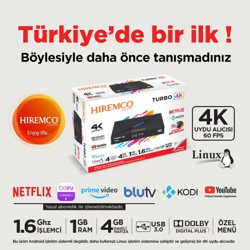Günstig Hiremco Turbo 4K Linux OTT + 4K Satellite Empfänger