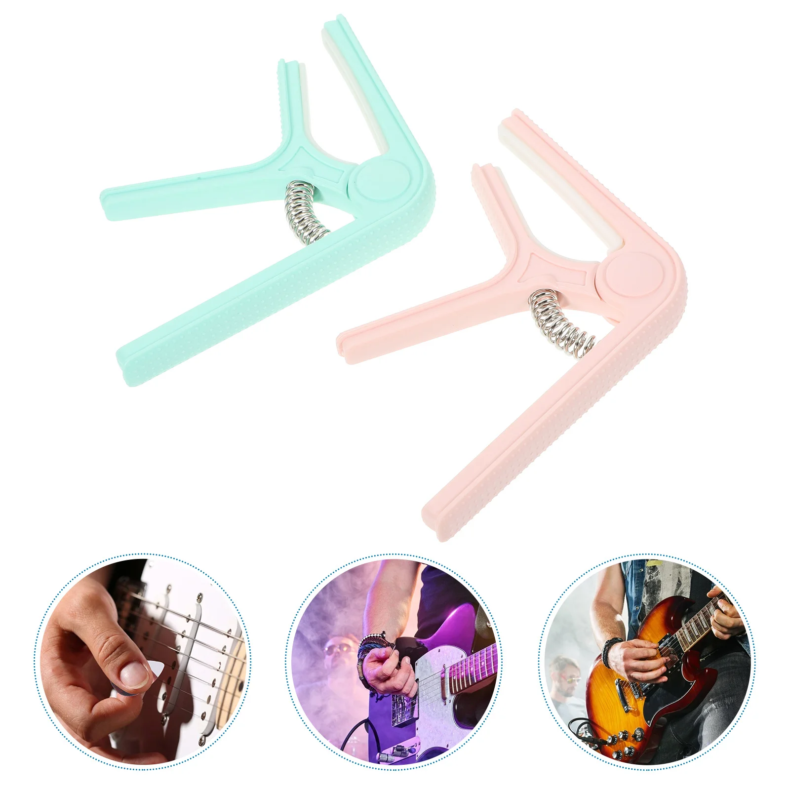 

2 Pcs Guitar Capo Clip Ins Accessory Acoustic Voice Changer Electric Classical Ukulele Plastic Clamp
