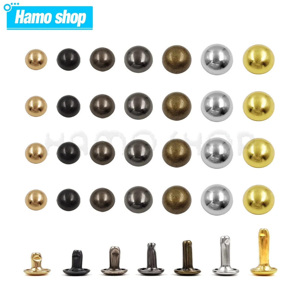 

100 комплектов, 5-12 мм, металлический купол, двойные заклепки, шпильки, круглые заклепки, для ремонта кожгалантереи, обуви, сумка, пояс, одежда, ...