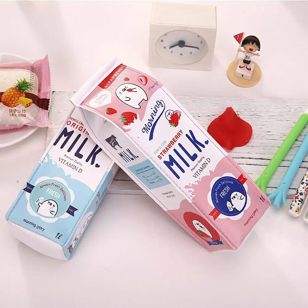 

Kawaii Kids Gift Cartoon Morning Milk School Stationery Waterproof Big Storage Pencil Box Pen Bag Fruit Milk Carton Pencil Case