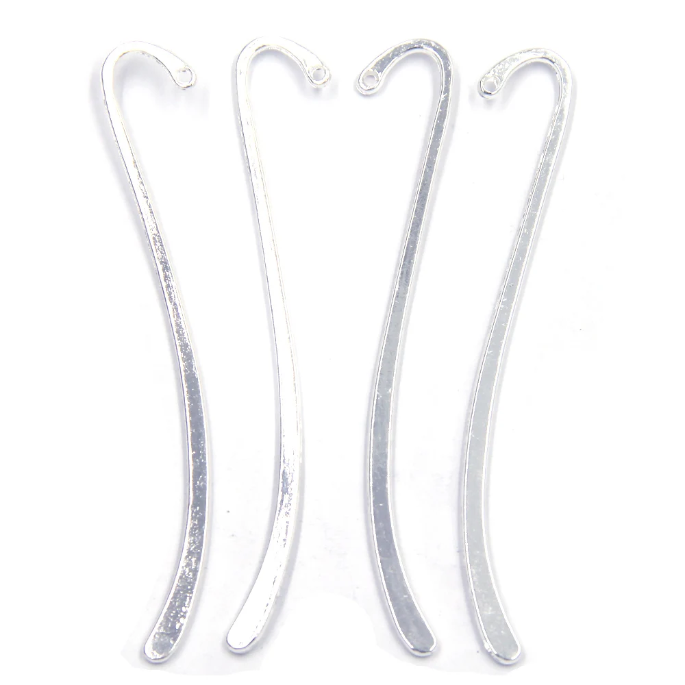 50Pcs Bookmarks With Hole Smooth Metal Silver Plated For Book Reading Jewelry DIY Making Findings Charms 86mm
