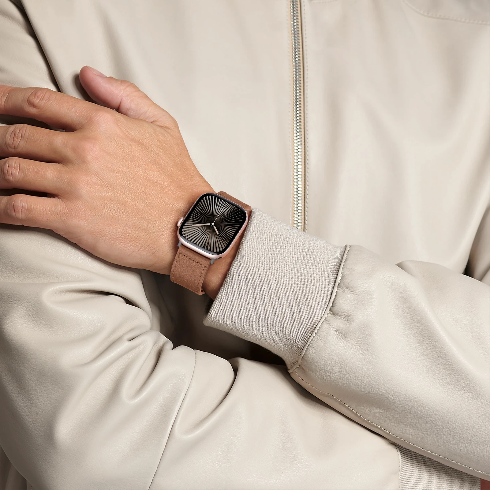 Кожаные ремешки для Apple Watch Band 44 мм 46 45 49 42 40 41 Спортивный браслет correas iWatch series 10 9 7 8 6