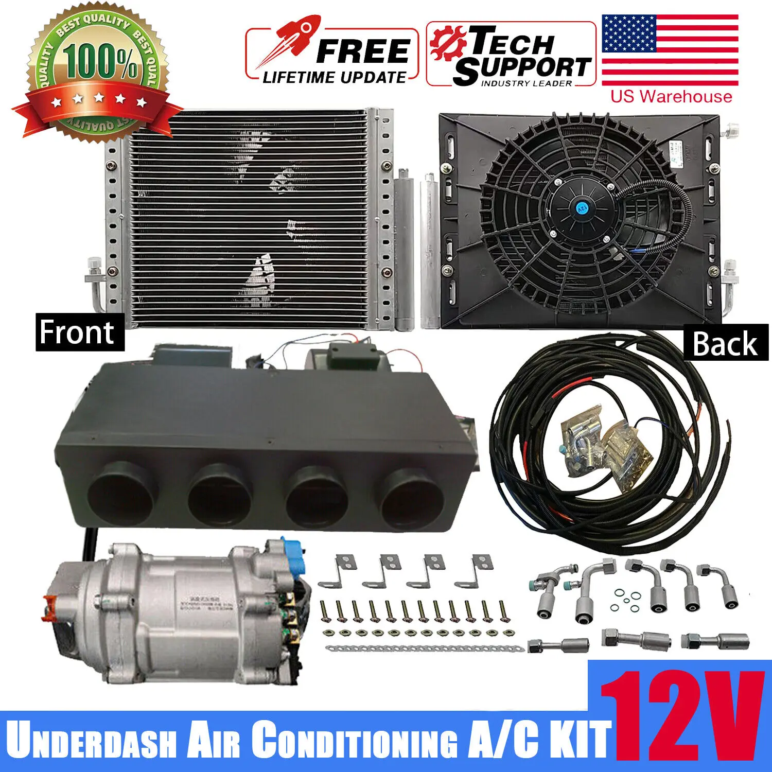 

Treeligo 12V Heat and Cool Electric Automotive Air Conditioner New Energy Parking AC for Tractor Truck Camper Van Caravans