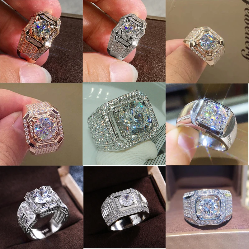 

Huitan Luxury Male Brilliant Cubic Zirconia Wedding Band Rings Shiny Engagement Marriage Jewelry For Men Wholesale Dropshipping