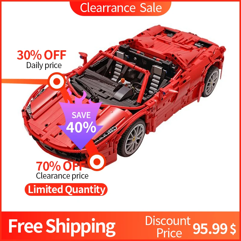 

Конструктор MOC высокотехнологичный гоночный автомобиль R8 V10 458, набор строительных блоков, игрушка «сделай сам», развивающая модель суперавтомобиля, грузовика, детский подарок на день рождения