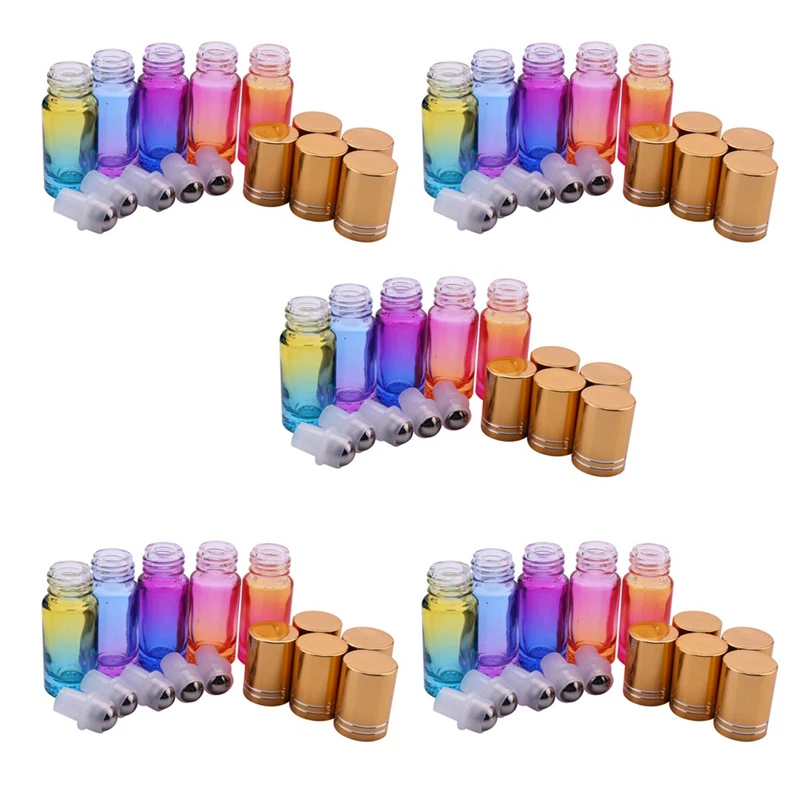 

Gradient Ball Bottle 25Pcs 5Ml Thick Glass Roll On Essential Oil Empty Parfum Bottles Roller Ball Bottle With Cover