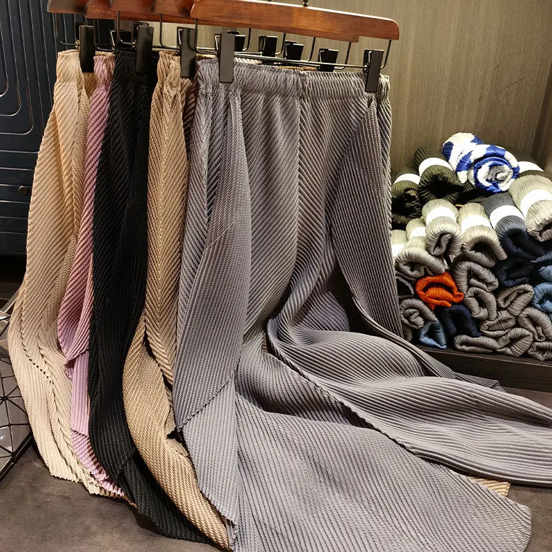 

Женские узкие прямые брюки Miyake, универсальные узкие брюки с оборками, дизайнерская нишевая модель 2023, новый стиль на весну