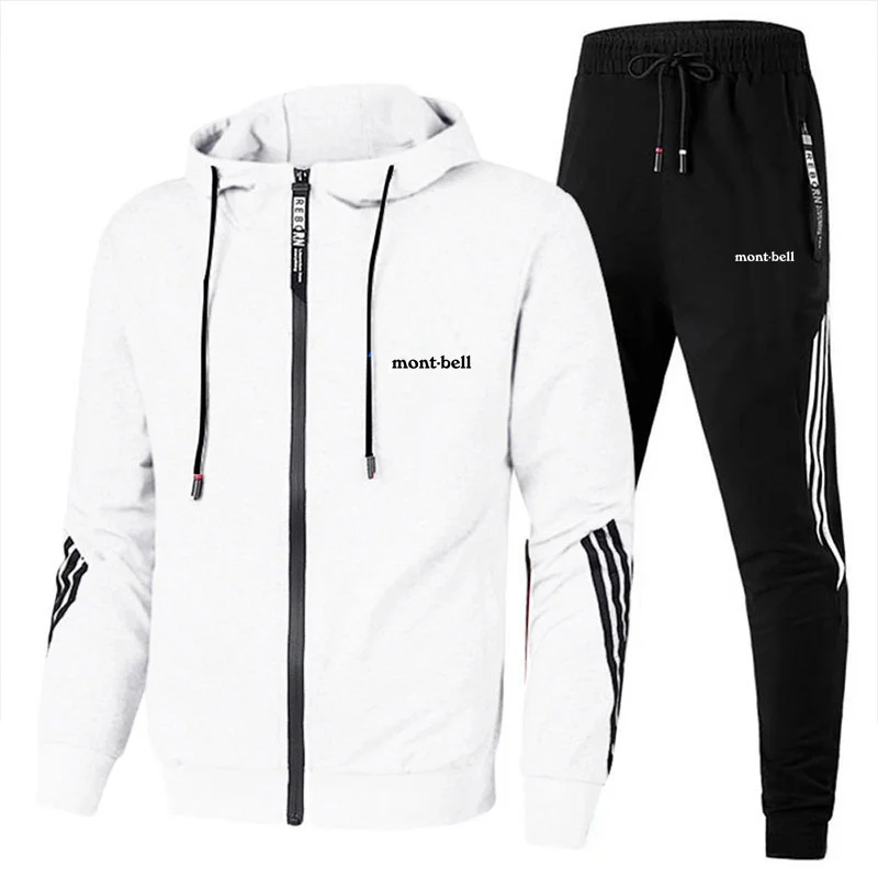 

Spring and Autumn Montbell Fashion Zip Hooded Sweater Sweater Casual Sportswear Men's Suit Clothes + Pants Men's Set