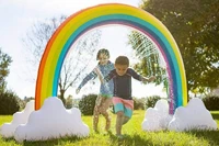 pvc toys inflatable water spray rainbow arch children outdoor lawn sprinkle water toys game mat inflatable child toy activities