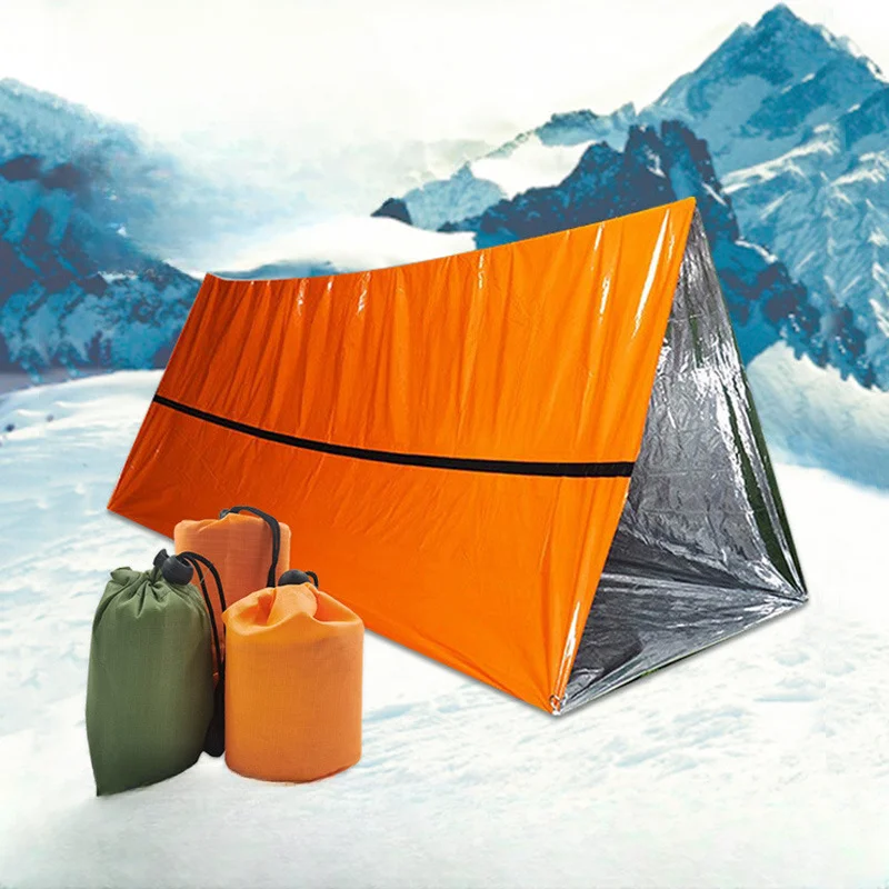 

2Person Emergency Shelter Waterproof Thermal Blanket Rescue Survival Kit SOS Sleeping Bag Survival Tube Emergency Tent w Whistle