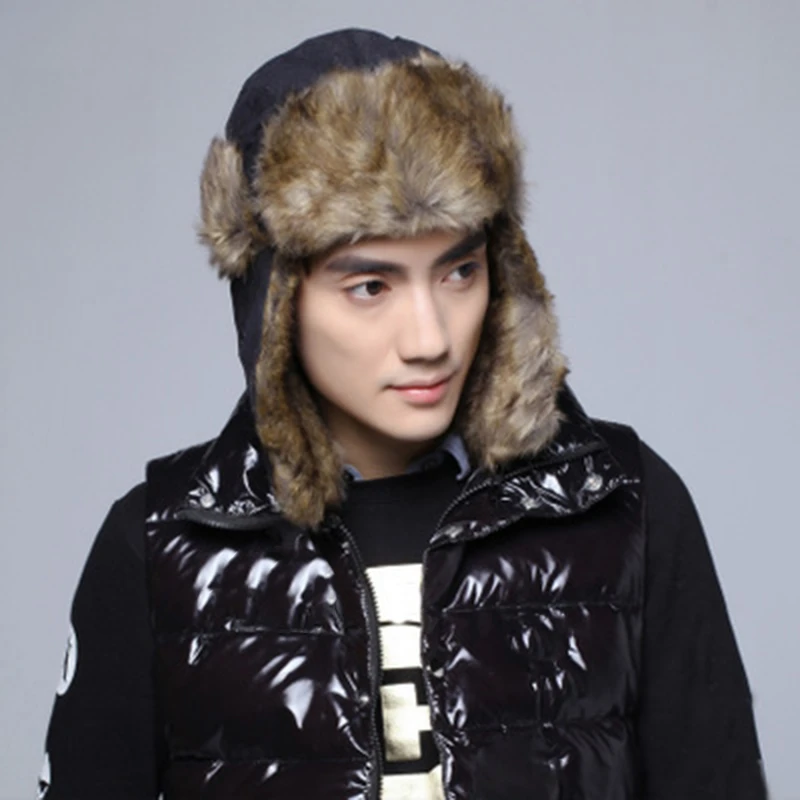 

2022 New Mens Women Unisex Warm Trapper Aviator Trooper Earflap Winter Flaps Ski Hat New Bomber Hats Solid Color Fashion Hats