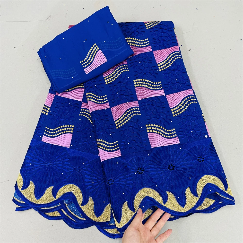 

2022 High Quality Swiss Voile Lace 5+2Yards African Cotton Lace Fabric With Hole Dubai Style For Nigerian Garment Sewing QF0121