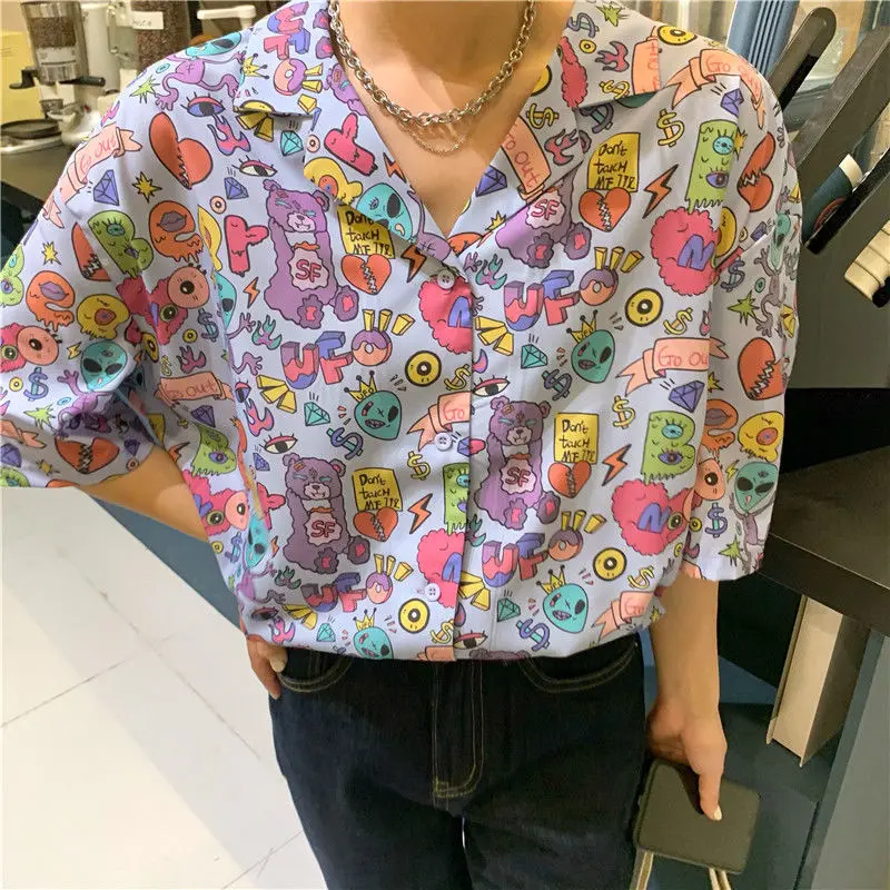 Рубашки HOUZHOU для девочек-подростков летняя блузка в стиле Харадзюку хип-хоп