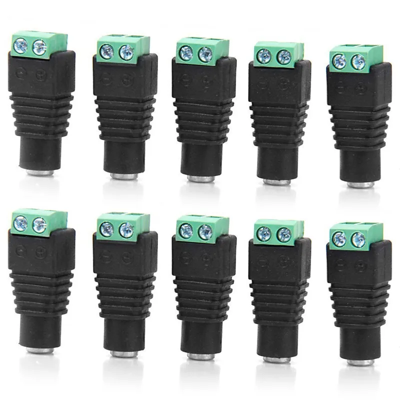 

10pcs DC Plug CCTV Camera 5.5mm x 2.1mm DC Power Cable Female Plug Connector Adapter Jack 5.5*2.1mm To Connection LED Strip