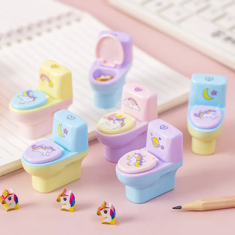 Sharpener Creative Toilet Shape Cartoon Unicorn School Suppl