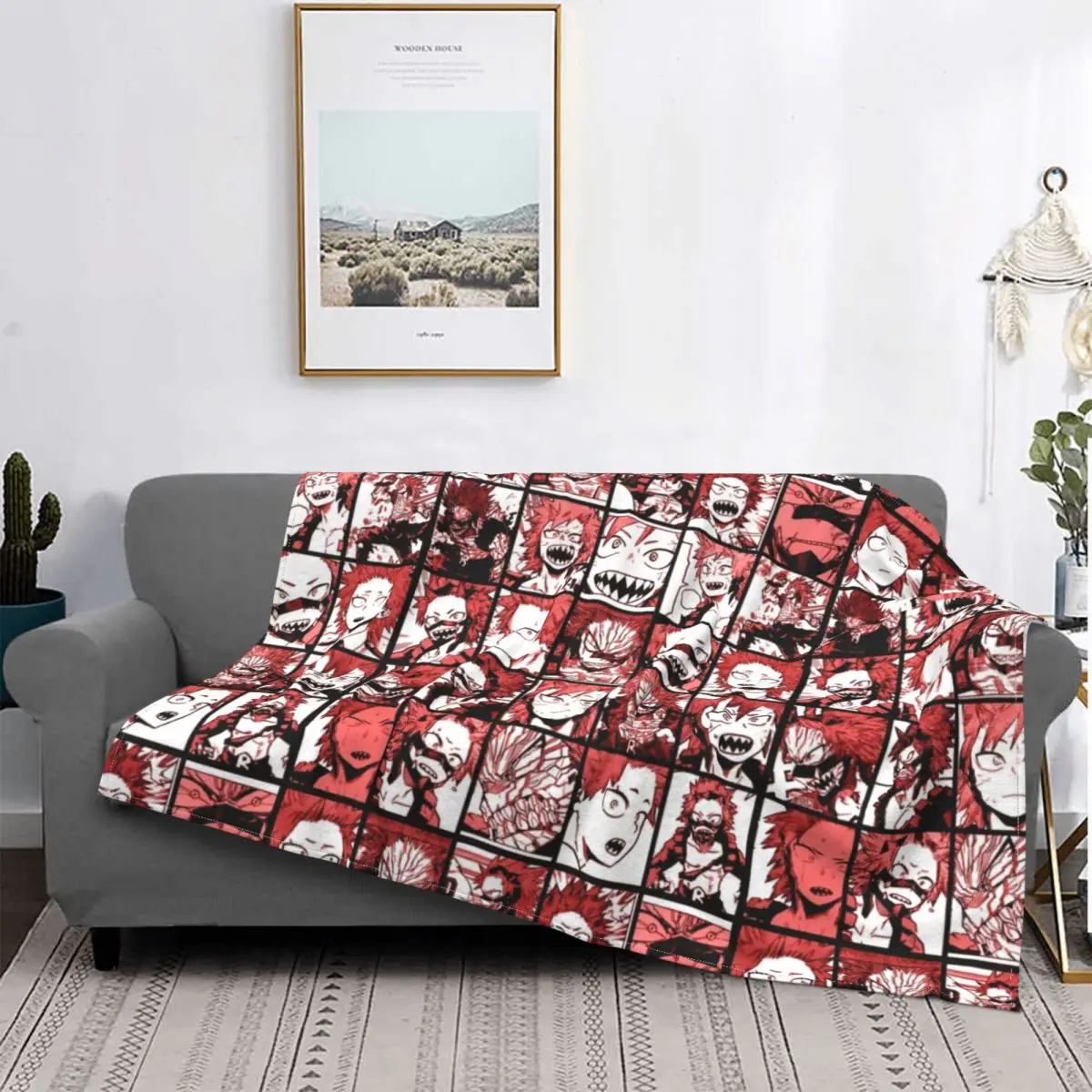 

My Hero Academia BNHA Kirishima Collage Blanket Flannel Spring/Autumn Portable Super Soft Throw Blanket for Bed Couch Quilt