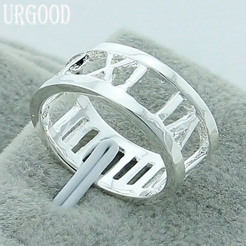 

925 Sterling Silver Hollow Roman Numeral Ring For Women Man Party Engagement Wedding Romantic Fashion Jewelry Gift