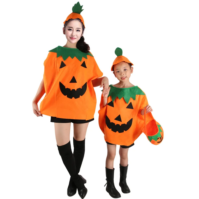 Disfraces de Cosplay de calabaza de Halloween con sombrero sonrisa fantasma calabaza bruja esqueleto truco o trato Candybag para niños y adultos vestido