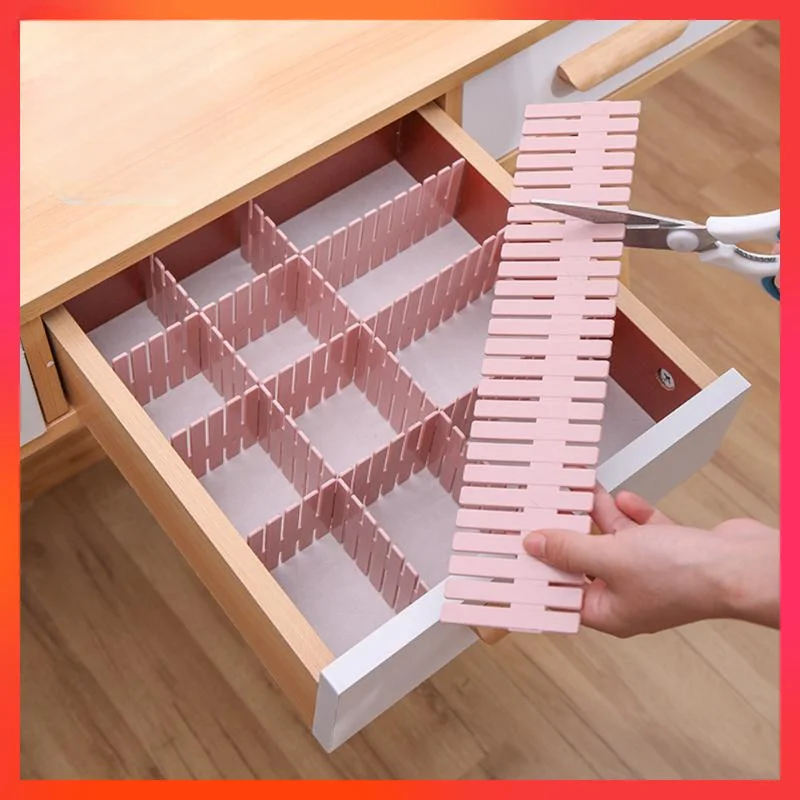

Drawer Organizer Adjustable Plastic Drawer Divider DIY Storage Shelf Home Free Combination Partition Board Space-saving Tool