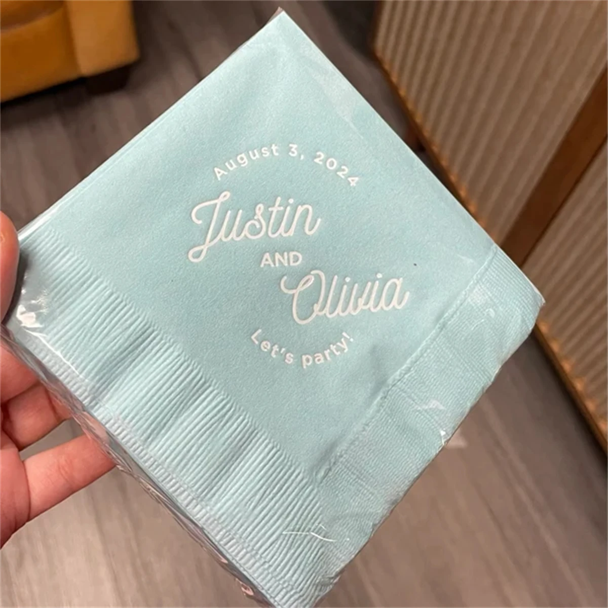 Modern Script Names - Personalized Party Napkins Cocktail Napkin Foil Stamped Decoration Bridal Shower 50Pcs