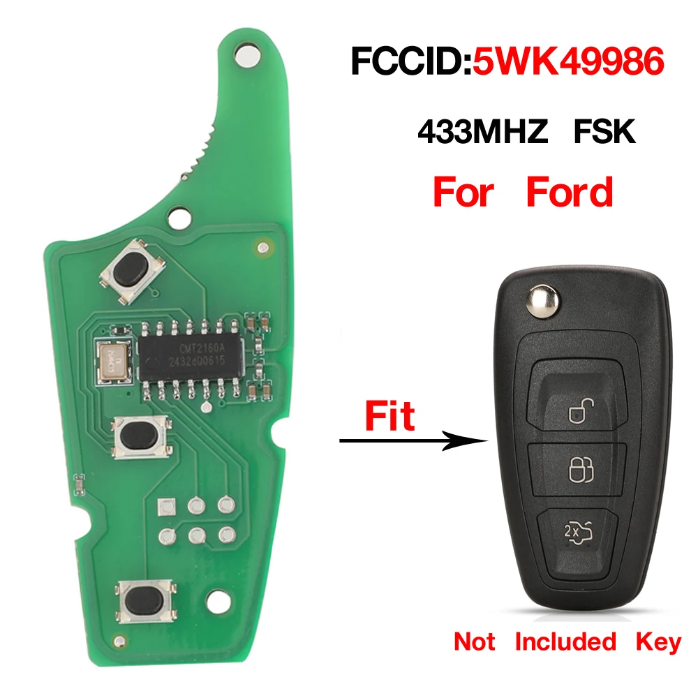 

Jingyuqin FCCID 5WK49986 3 кнопки дистанционный ключ печатная плата 433 МГц FSK для Ford Focus MK3 и T6 Ranger Замена