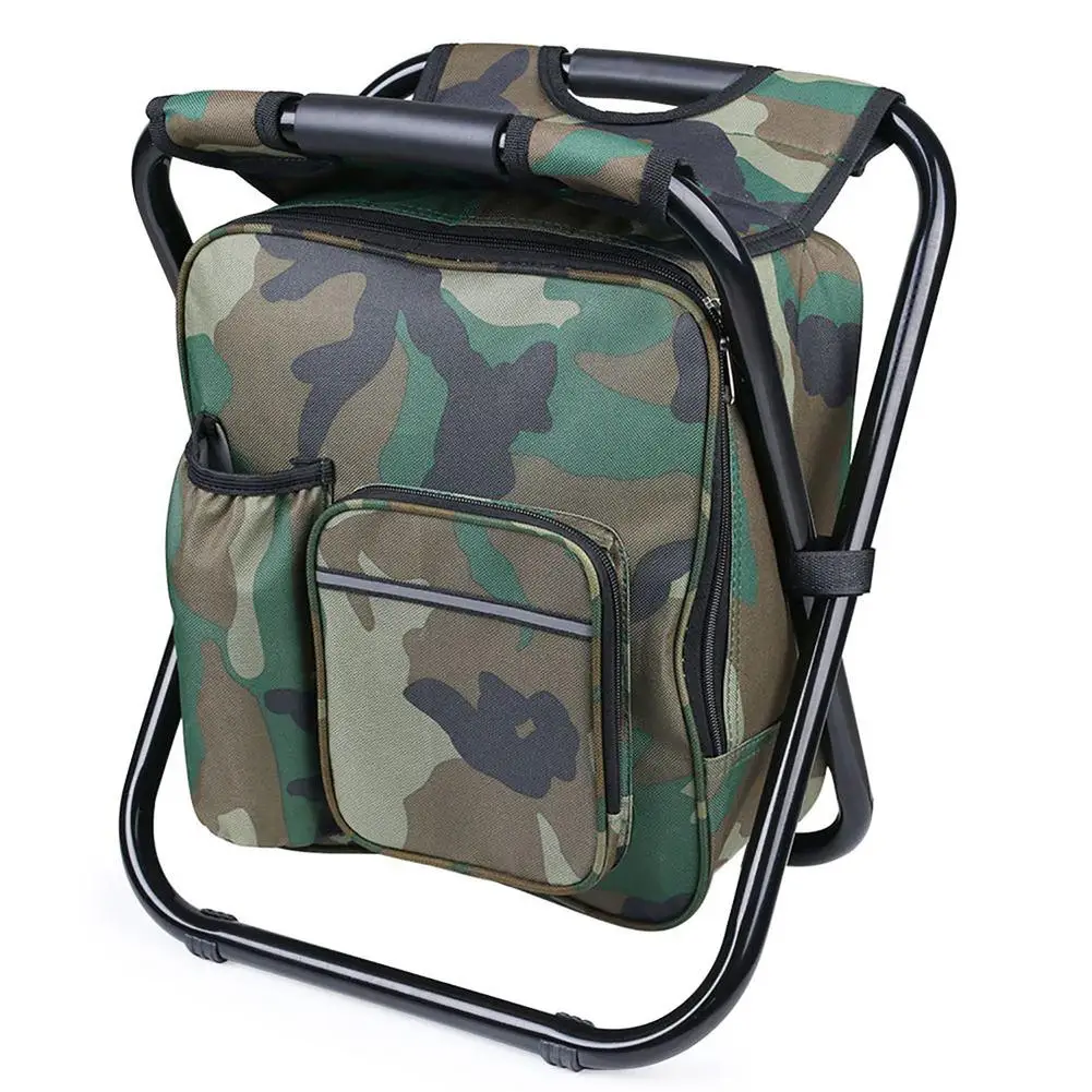 

Portable Folding Fishing Chair Stool With Cooler Insulated Bag Backpack For Outdoor Camping Travel Beach Bbq
