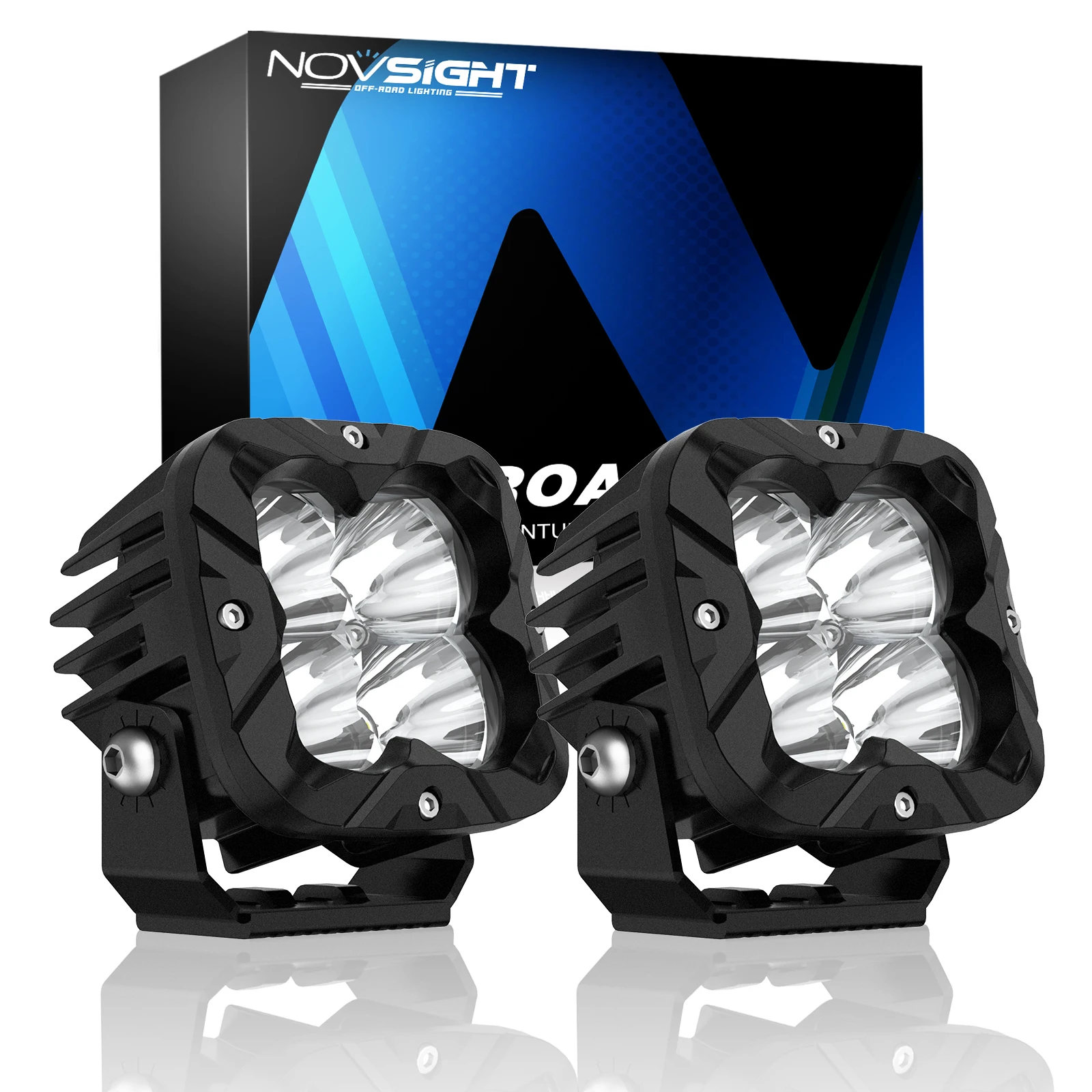 

NOVSIGHT рабочий светильник 3 дюйма светодиодный Pod огни точечный луч наводнения водонепроницаемый внедорожный светильник 24 Вт 2560LM 2 шт. квадратный светодиодный светильник бар