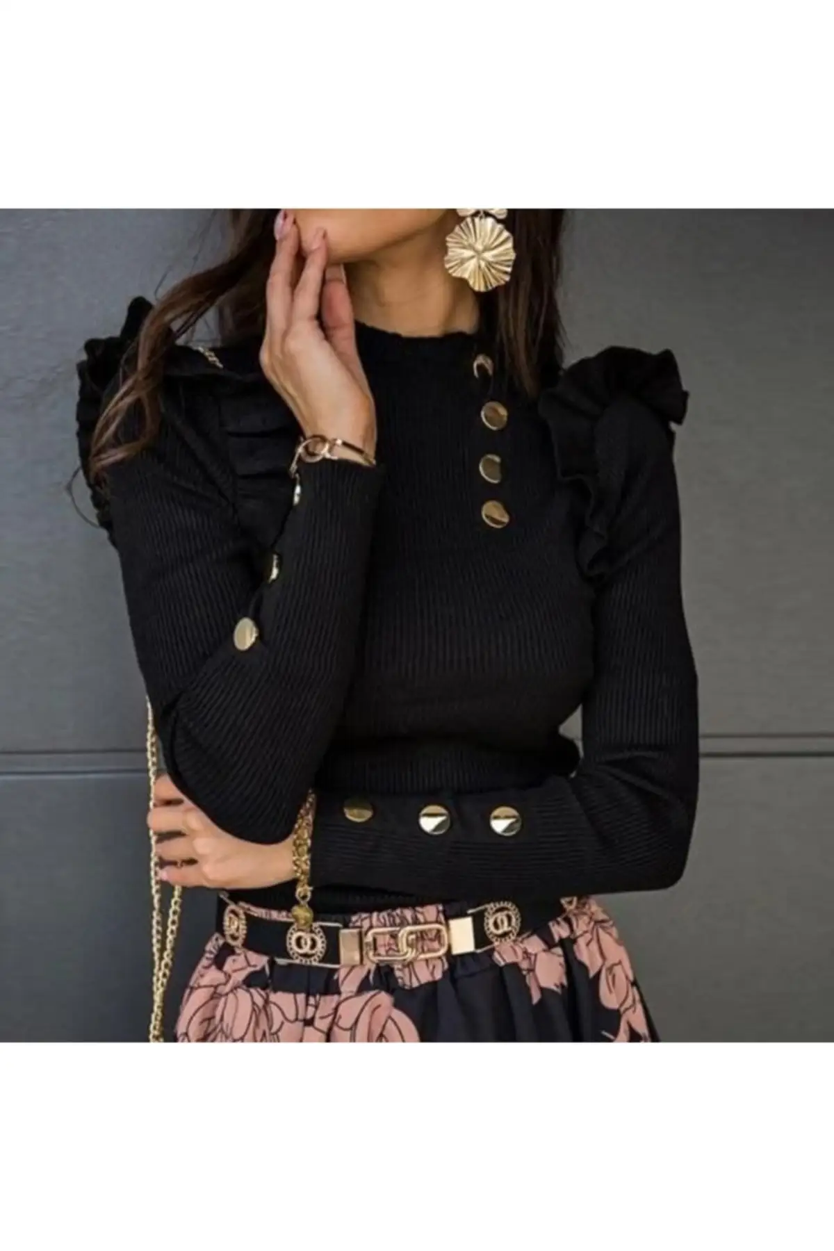 

Women's Cardigan Button And Ruffle Detailed Knitwear Sweater. Casual Knitted Quality Fashion Sweaters Loose Jumper