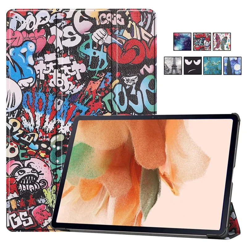 

Tablet Funda For Samsung Tab S7 FE Case 12.4 inch PU Leather Folding Smart Cover For Coque Galaxy Tab S8 S7 Plus X800 X806B Case