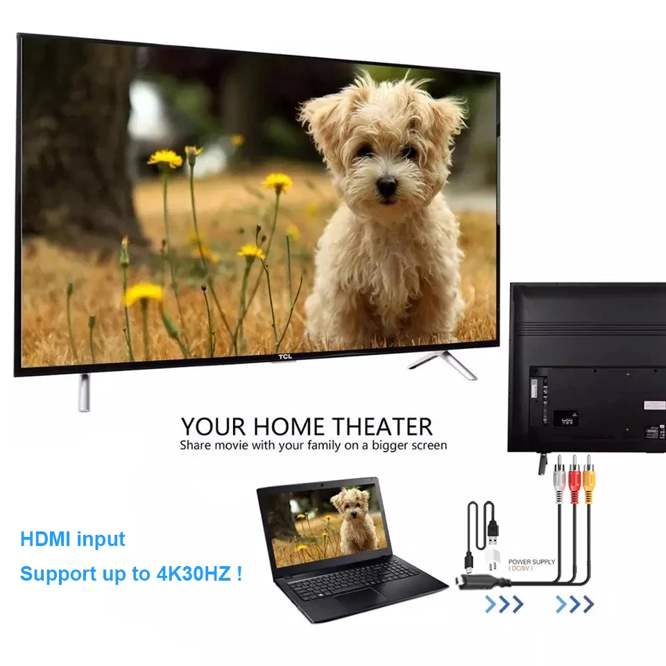 Адаптер-преобразователь HDMI в AV композитный преобразователь HD-видео RCA AV/CVSB L/R 1080P