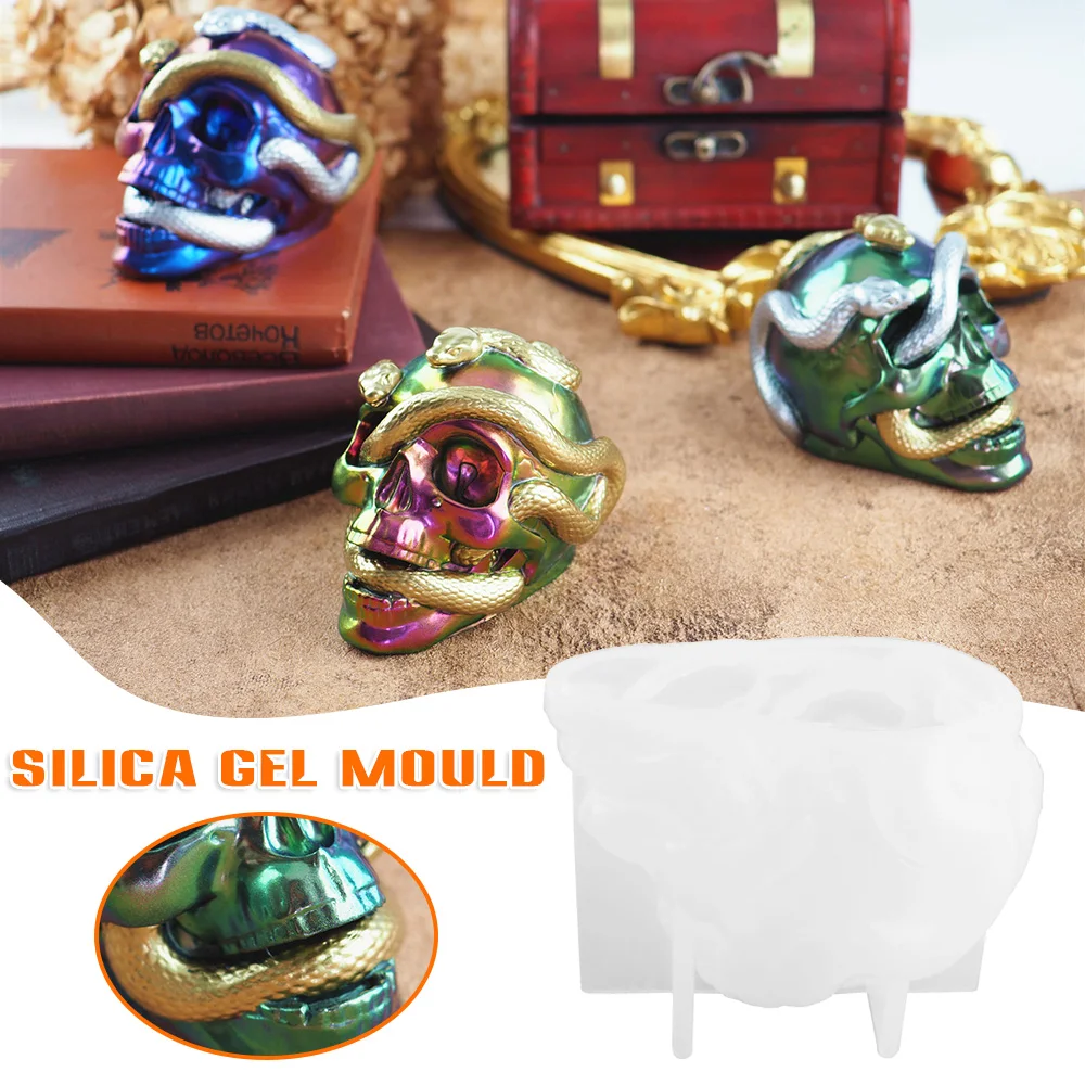 

Artistic Candle Wax Soft Casting Die Skull and Snakes Figure Silicone Stencil Epoxy Casting Products Craft Supplies d88