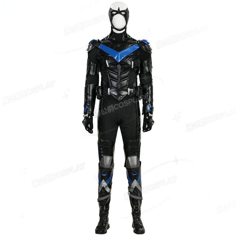 Фото Arkham Knight Nightwing Косплей Костюм Мужчины Темный Рыцарь фэнтезийный комбинезон обувь реквизит маски Хэллоуин вечерние полный комплект летучая мышь униформа №5