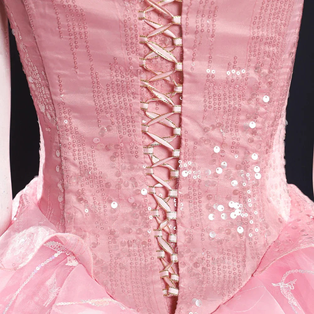 Glinda Wicked Косплей Костюм Маскировка Взрослых Женщин Розовое Платье Halo Ролевая Игра