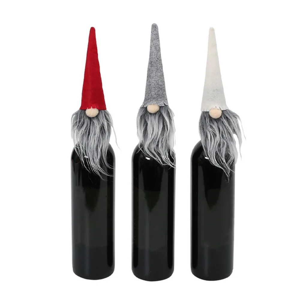 

6Pcs Mini Christmas Wine Bottle Cover Flatware Cutlery Tableware Holders Mini Santa Silverware Holders Candy Covers Table Decor