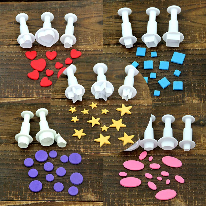 

3Pcs/Set Mini Star Flower Plunger Fondant Decorating Biscuit Cookies Cutter Mold Sugarcraft Diy Mold Cake Decorating Tools