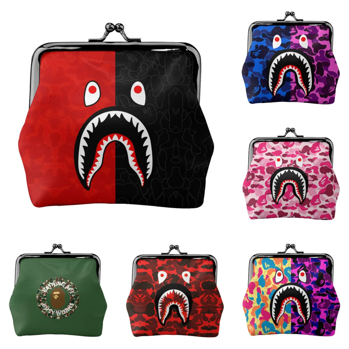 

Bape Shark Women's Vintage Bag Kiss Lock Coin Purse Purse