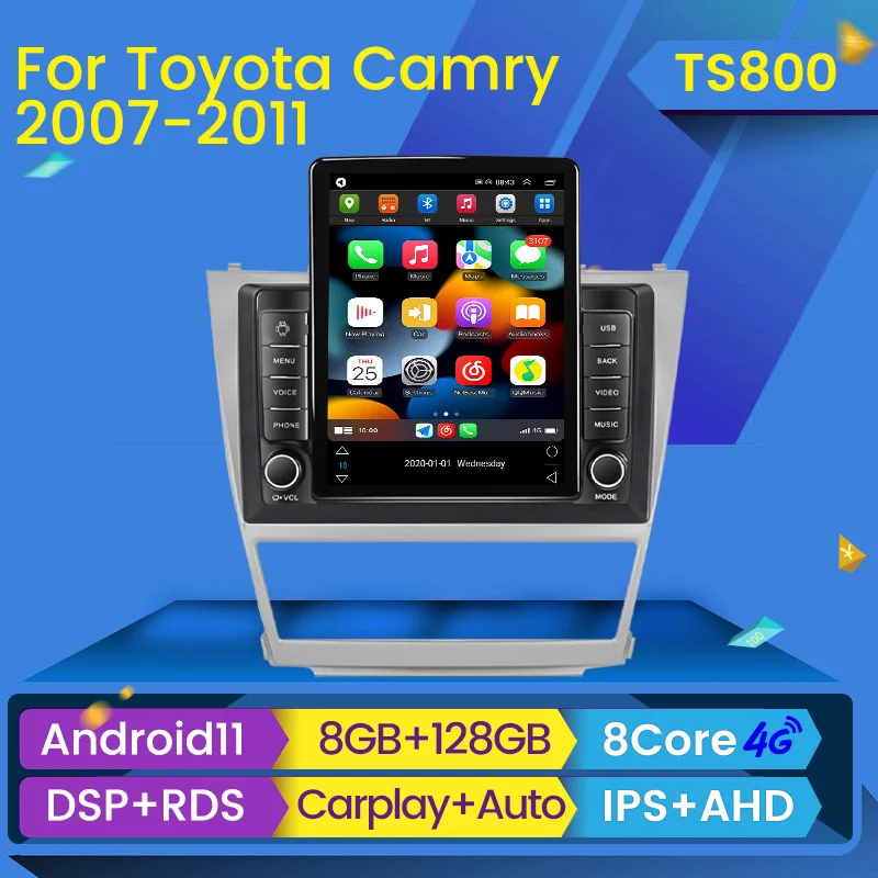 2din Android 11 Carplay для Tesla вертикальное автомобильное радио Видео Стерео Toyota Camry 7 XV 40 50