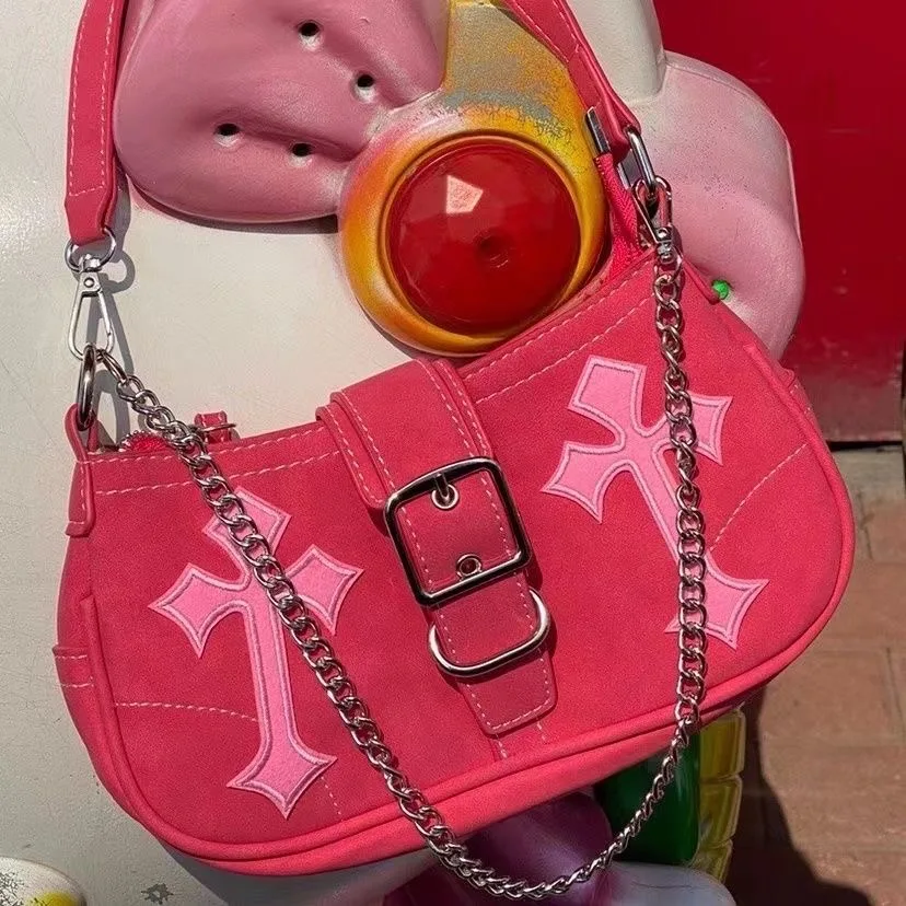 Bolso de hombro Retro con forma de corazón rosa para mujer, bolsa de mensajero Y2k, monedero de gran capacidad, bolso lateral bonito para ir al trabajo