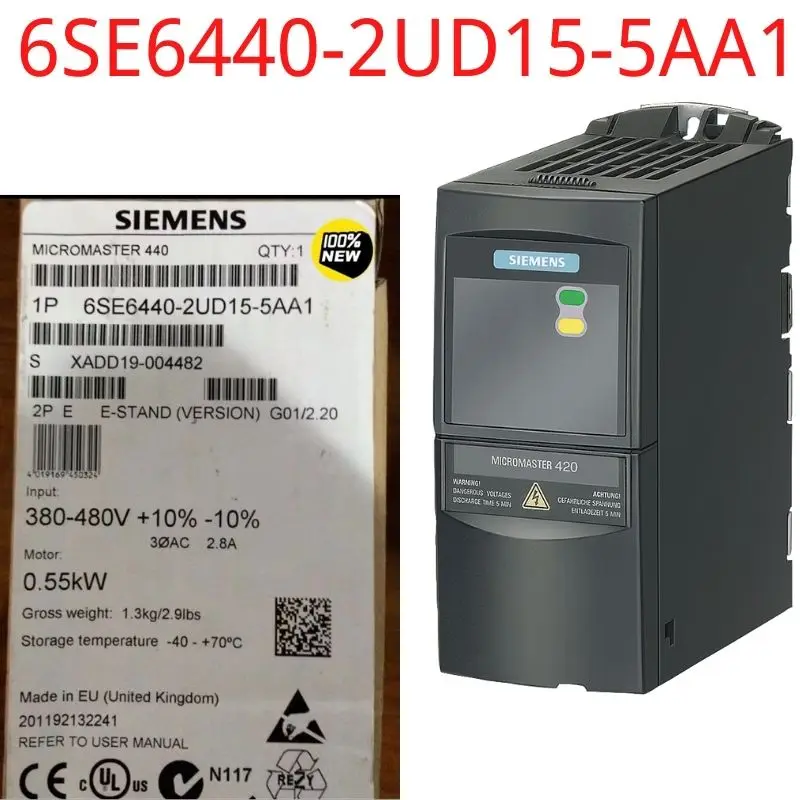 

6SE6440-2UD15-5AA1 Brand new MICROMASTER 440 without filter 380-480 V 3 AC +10/-10% 47-63 Hz constant torque 0.55 kW
