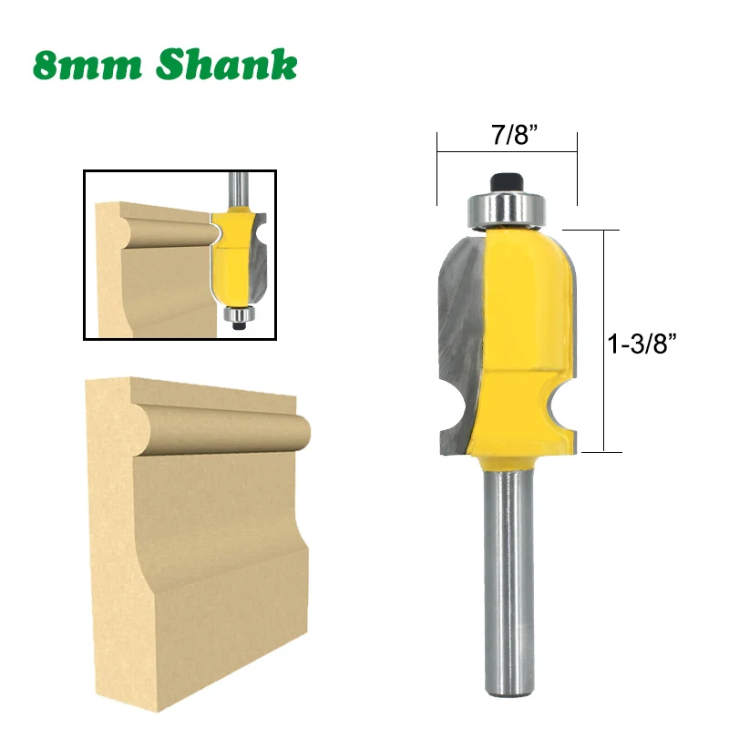 

1PC 8MM Shank Milling Cutter Wood Carving Architectural Molding Line Router Bit Woodworking Milling Cutter Wood Bit Face Mill