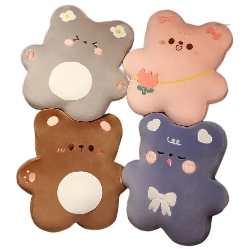 

40x35cm Cookie Flat Bear Doll Plush Toy Squishy Cartoon Animal Soft Pillow Plushie Peluche Decor Lumber Support Kids Gift