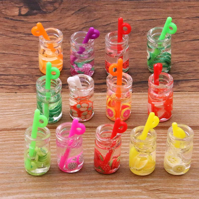

10Pcs 13 Color 10*25mm 3D Fruit Cup Glass Pendants Kit With Box Charms For DIY Jewelry Craft Earring Keychain Accessories