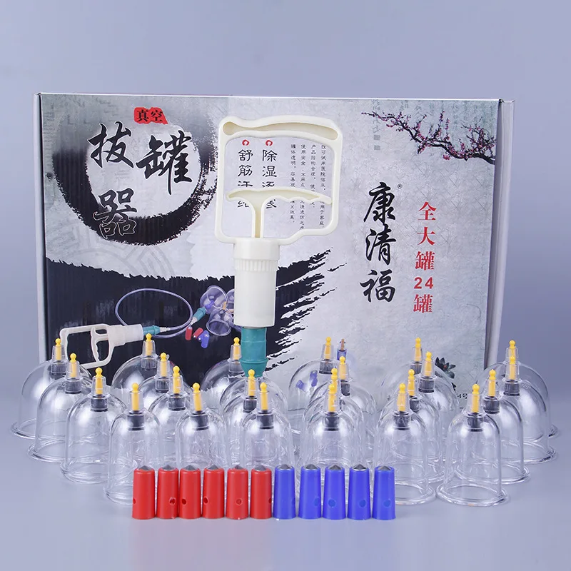 

24Pcs Massage Cans Chinese Cupping Therapy Cups Opener Pump Vacuum Cupping Massage Cups Massager Cup Set Home Health Care Tool