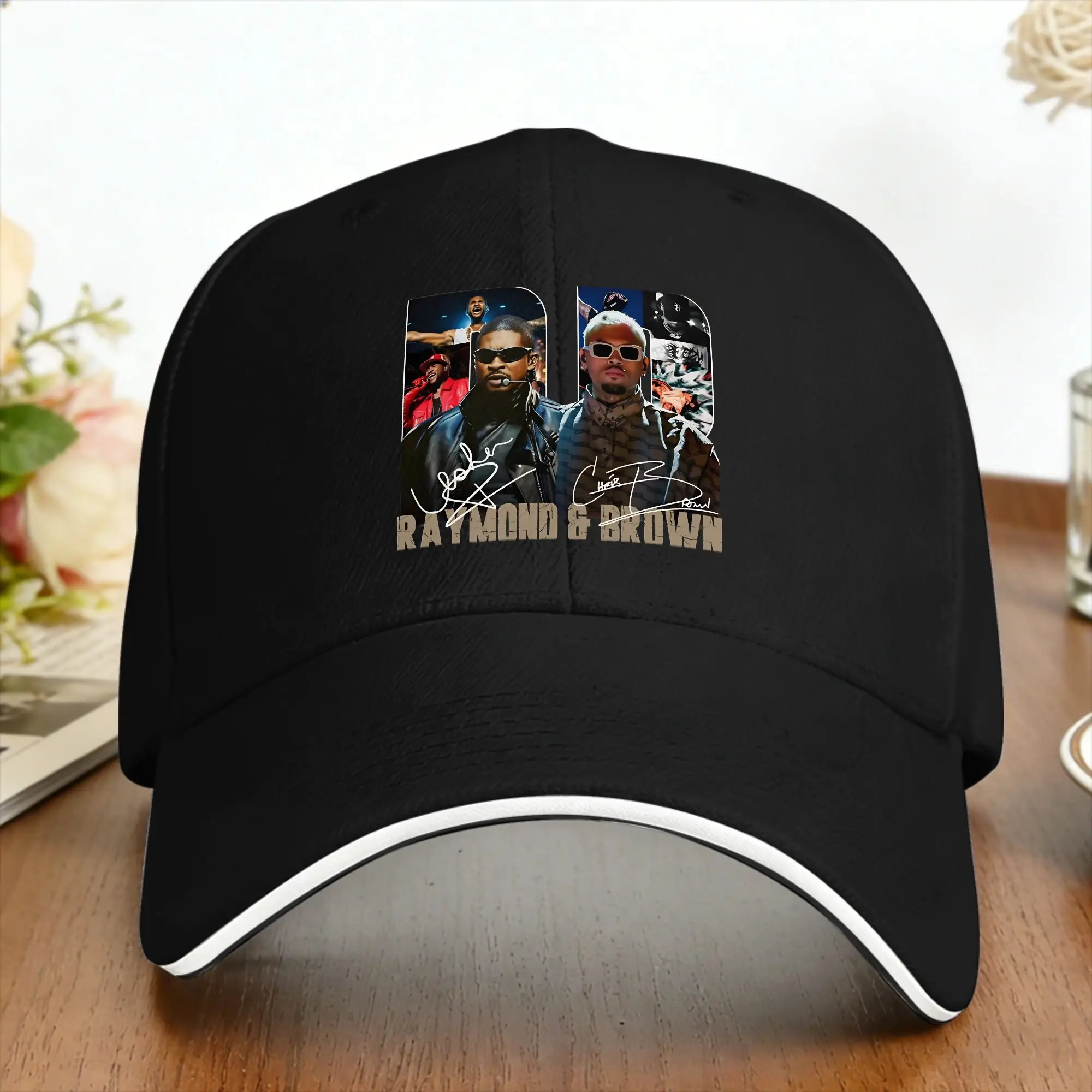 Фото Бейсболка Sun с принтом Chris Brown и Usher The Rb Tour Raymond And Brown, кепка-тракер для дропшиппинга, для активного отдыха и спортзала №1