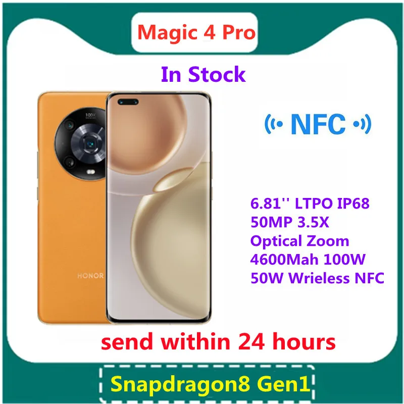 Оригинальный сотовый телефон Honor Magic 4 Pro с планшетом Snapdragon8 Gen1 6 81 ''LTPO IP68 50MP 3.5X
