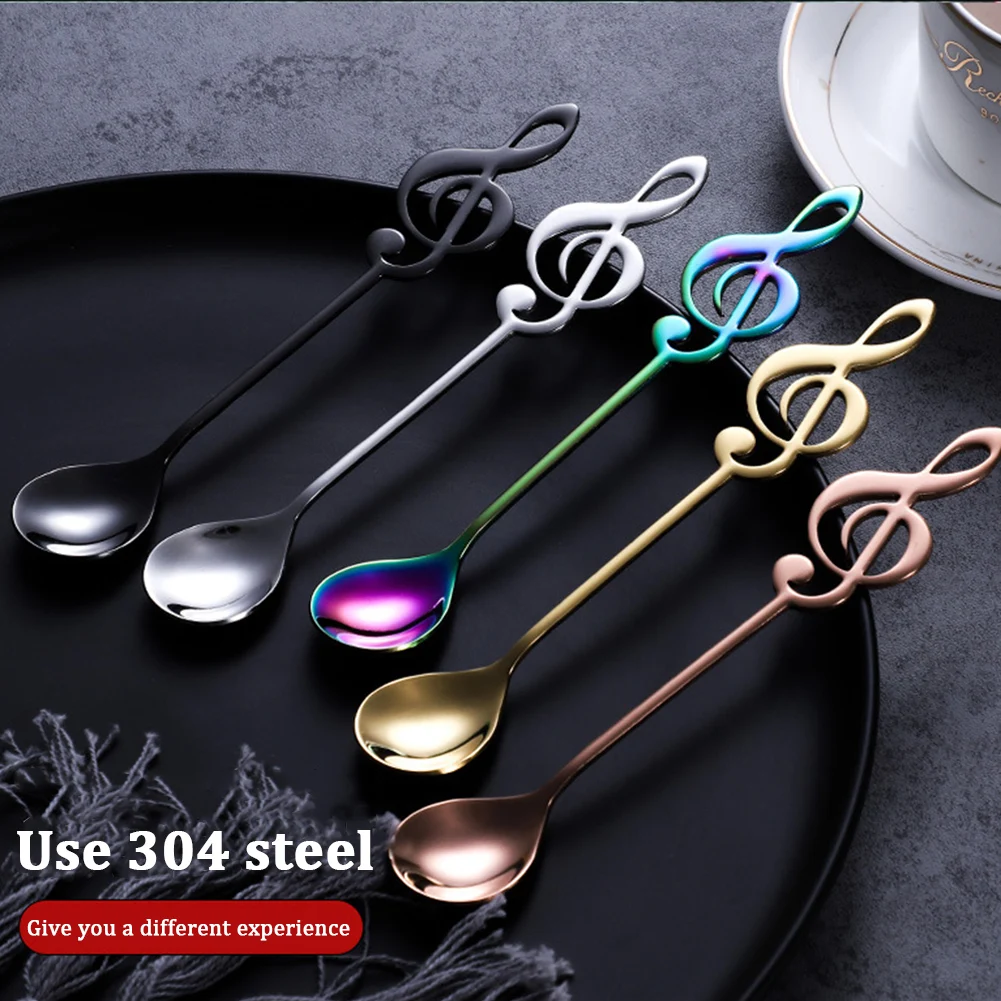 

Stainless Steel Musical Notes Coffee Spoon Tea Stirring Spoon Tea Desserts Sugar Spoon Tableware Kitchen Tools Sugar Spoon